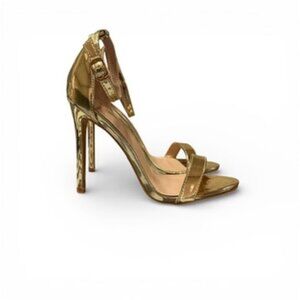 PLT Women New Gold Metallic Heel Sandals Size 6 & 9 Available